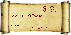 Berlik Dévald névjegykártya